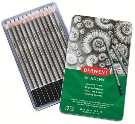 Derwent - Academy Sketching Set van 12 Potloden-2