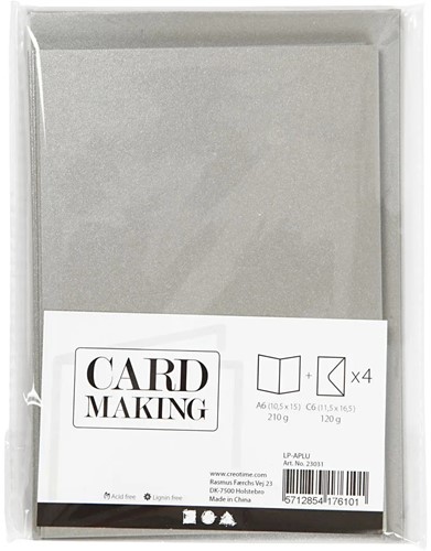 CC Kaarten met Enveloppen Set 4x A6 en C6 Zilver