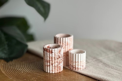 LC DIY Giethars Set - Kaarsenhouder (3 stuks) met Terracotta pigment