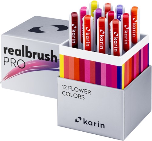 Karin Realbrush PRO Aquarelmarkers Set 12 kleuren Flower-3