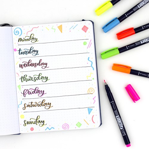 Tombow Fudenosuke Brush Pen Set 6 pieces Neon-3