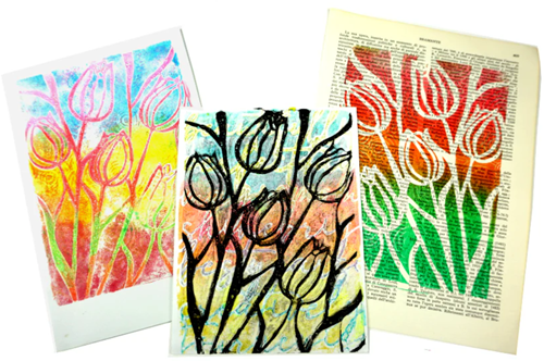 Gelli Arts Stencil Tulips 12.7x17.8 cm-2