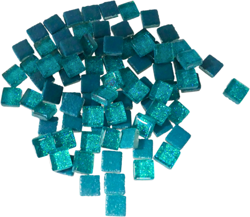 Soft Glas Vierkant Glitter Turquoise 100 gr