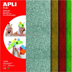 Apli EVA Glitterfoam A4 Zilver, Goud, Rood en Groen