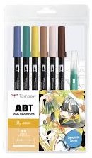 Tombow ABT Dual Brush Pen Set 6 Pieces Manga Bird