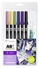 Tombow ABT Dual Brush Pen set 6 st Manga Maan