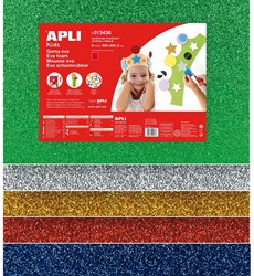 Apli EVA Glitterfoam Kerstkleuren 5 stuk 60x40 cm