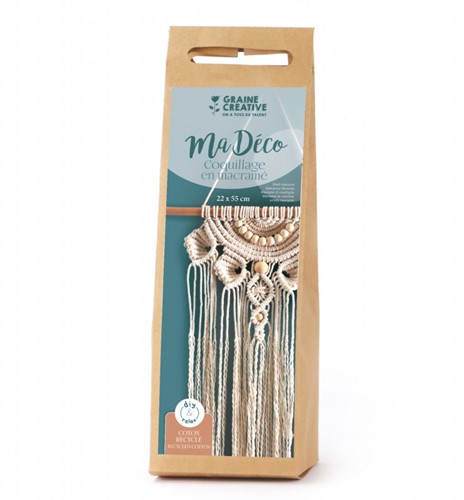 GC Macramé Set Wandhanger Schelpen Ecru 22x55 cm