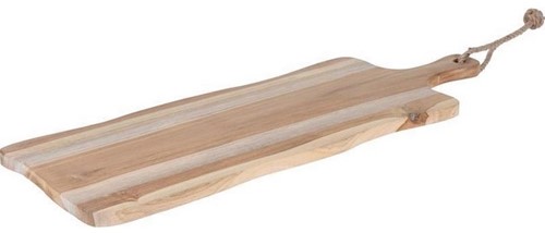 Teak serving board with handle and rope