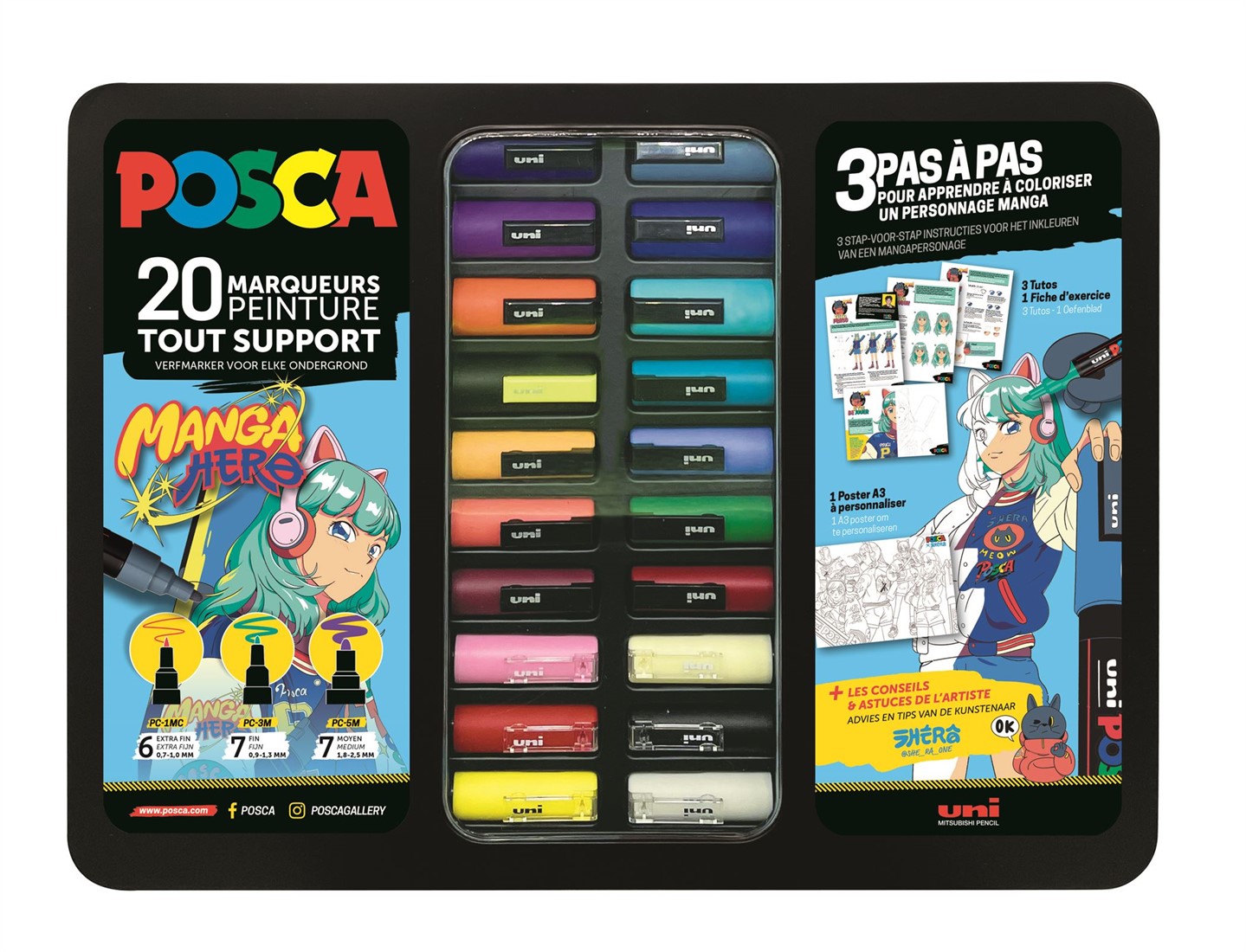 Uni Posca Paint Marker Case Stickers Manga Hero 20 pieces iHobby