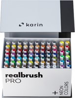 Karin Realbrush PRO Mega Aquarelmarkers Box PLUS 72 kleuren + 3 blenders set