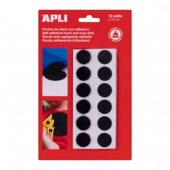 Apli Klittenband Rond Zelfklevend - d: 19 mm - Zwart - 12 stuk