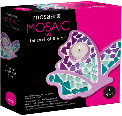 Mosaaro Mozaiek set Glas Mozaiek Kaarsenhouder Vlinder MA1004