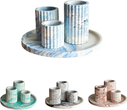 LC DIY Casting Resin Set - 3-Piece Candle Holders and Tray