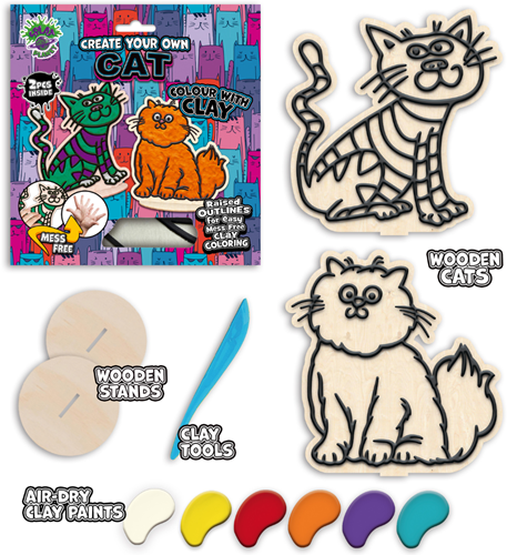 Splat Planet Clay Colouring Set Katten 24 x 23,7 x 2,7 cm-2