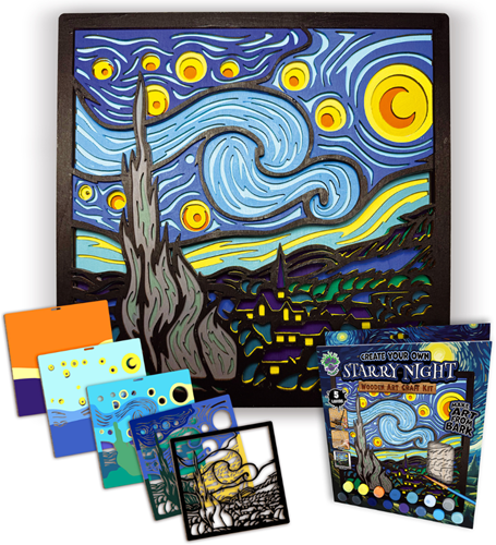 Splat Planet Wood Art Set Starry Night 27 x 26 x 3,5 cm-2