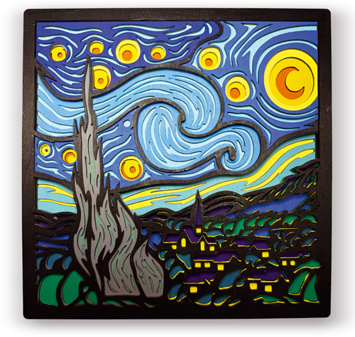 Splat Planet Wood Art Set Starry Night 27 x 26 x 3,5 cm-3