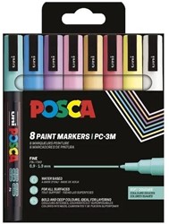 Uni Posca Markers PC3M Set Zachte Kleuren 8 stuk