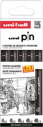 Uni Pin Fineliner Set 4+1 Gratis Even