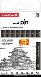 Uni Pin Fineliners Set 6+2 Free ASP025