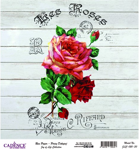 Cadence Rijst Decoupage Papier Joy of Life 020 30x32 cm Les Roses