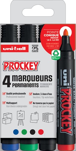 Uni-Ball Prockey Permanentmarker-Set Bullet 5,7 mm 4-teilig