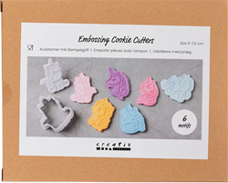 CC Ausstechformen mit Stempel, Einhorn, 6–7,5 cm, weiß, 6 Stück