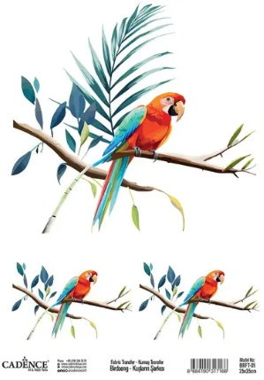 Cadence Birdsong Textieltransfer 25x35 cm Papagaai