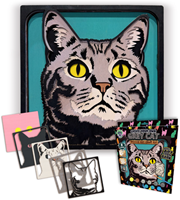 Splat Planet Wood Art Set Grijze Kat 27 x 26 x 3,5 cm