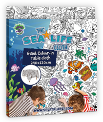 Splat Planet Color Your Own Sea Life Tablecloth 240 × 120cm
