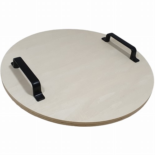 Wooden Tray With Metal Handle Round 34 cm