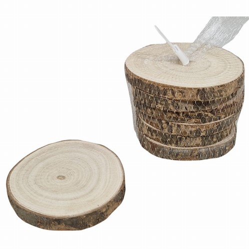 Houten Boomschors Onderzetters 10 cm 6 stuks