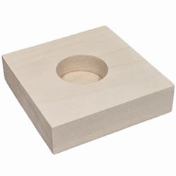Wooden Tea Light Holder Square Low 9.8x9.8x2.5 cm