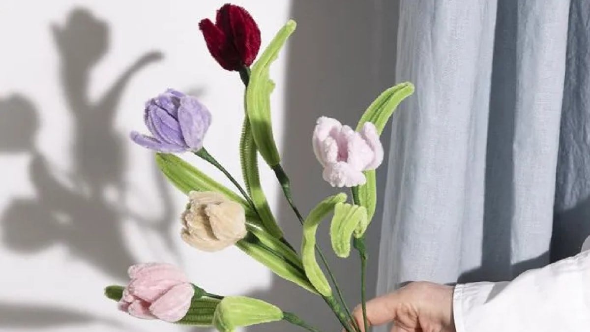 Tulpen van chenilledraad