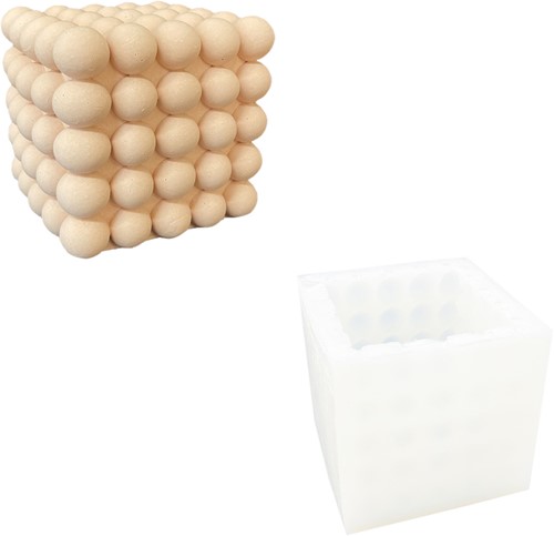 Siliconen Mal 9x9 cm Kubus Bubbel