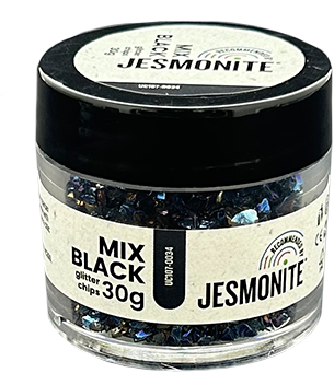Jesmonite Glitter Chips 30g Zwart Mix