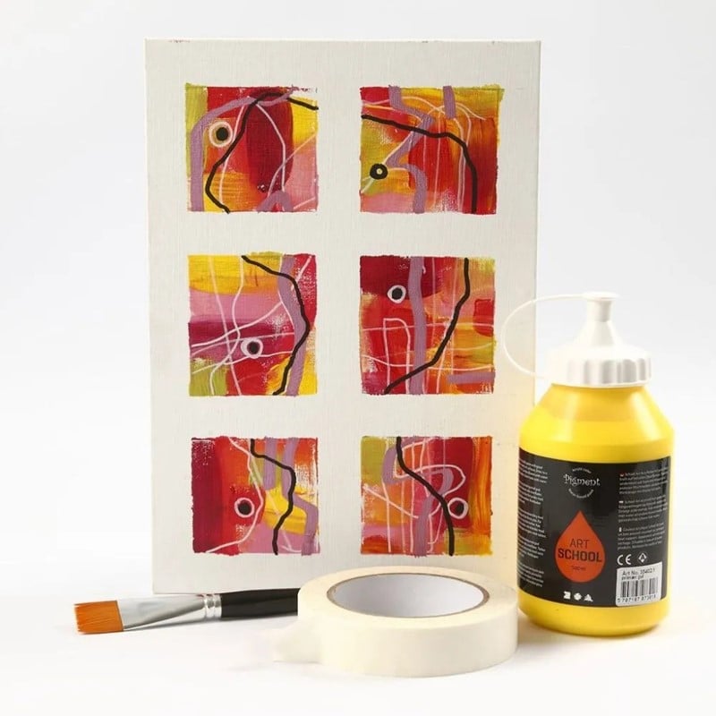 Gebruik schilderstape op canvas en acrylverf