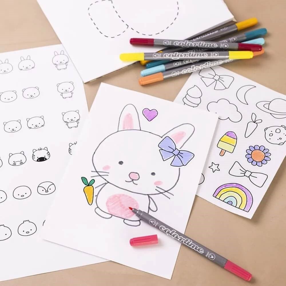  kindertekening van een konijntje
