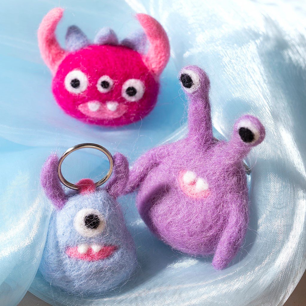 Mini Craft Kit: Needle Felting - Monster Keyrings