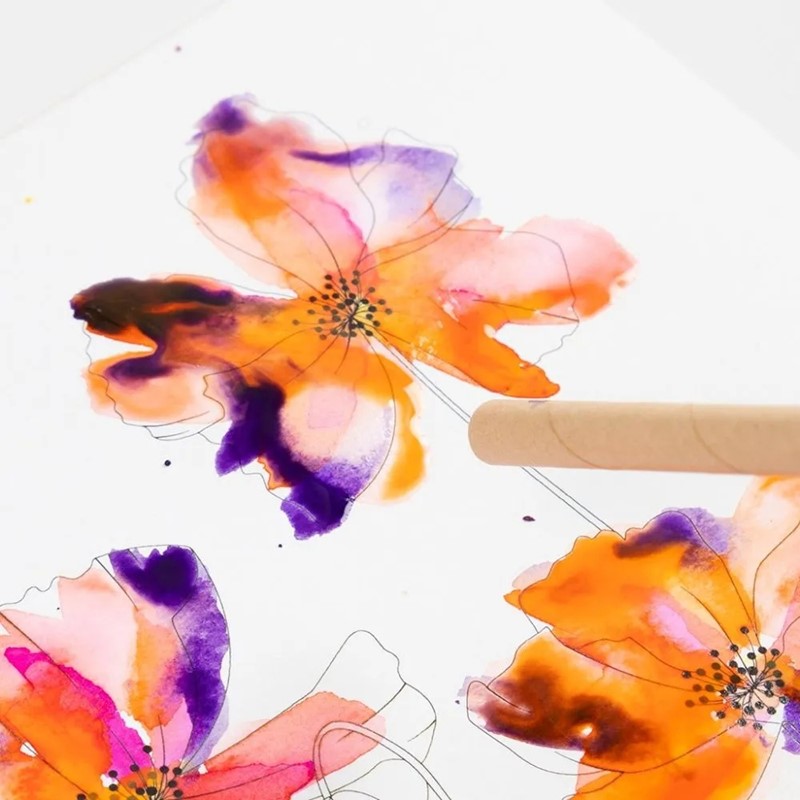 Zo maak je effecten in aquarel met een rietje