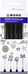 Tombow Mono Fineliner Set 4 stuks Bold
