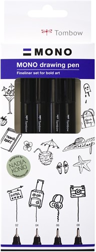 Tombow Mono Fineliner Set 4 stuks Bold