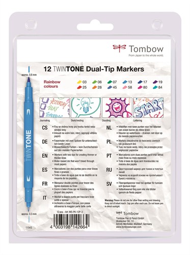 Tombow Dual-tip Markers TwinTone Set 12 stuks Rainbow-2