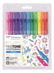 Tombow Dual-tip Markers TwinTone Set 12 pieces Rainbow