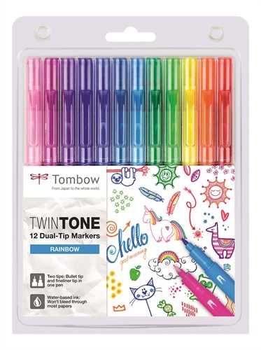 Tombow Dual-tip Markers TwinTone Set 12 stuks Rainbow